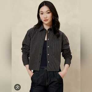 NWT Banana Republic Womans Cotton Button Down Cropped Shirt Medium